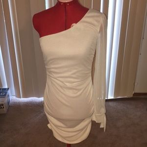 White Sparkly Fitted Dress